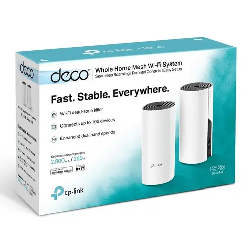 Безжичен рутер TP-Link Deco M4, AC1200, 2.4/5 GHz, 300 -  867 Mbps, Gigabit, 2 бр. в комплект - image 2