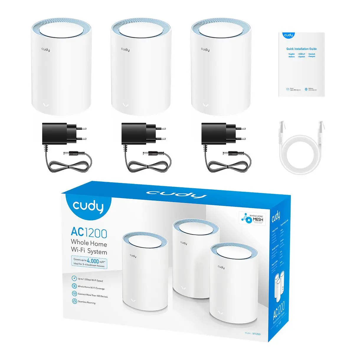 Безжична MESH система Cudy M1200 3, AC1200 Dual Band, 2.4/5 GHz, 300 - 867 Mbps, 3 броя - image 4