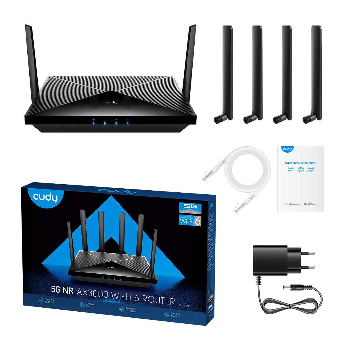 Ασύρματος δρομολογητής Cudy P5, 5G, AX3000, 2.4/5 GHz, 574 - 2402 Mbps, 10/100/1000 - image 3
