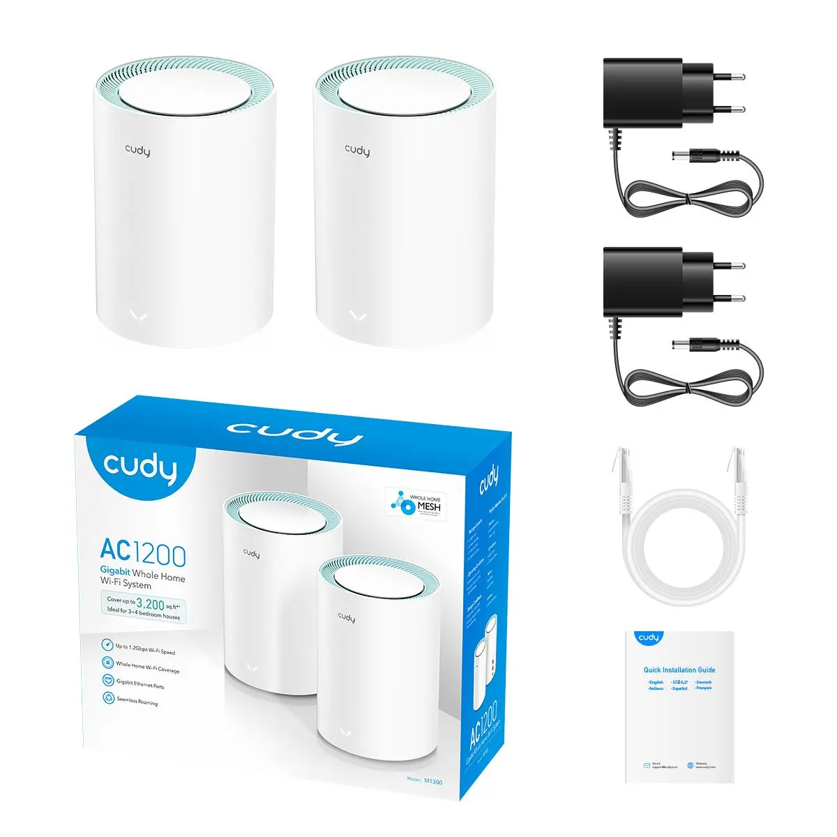 Безжичен рутер Cudy M1300, 2-pack, AC1200 Dual Band, 2.4/5 GHz, 300 -  867 Mbps - image 3