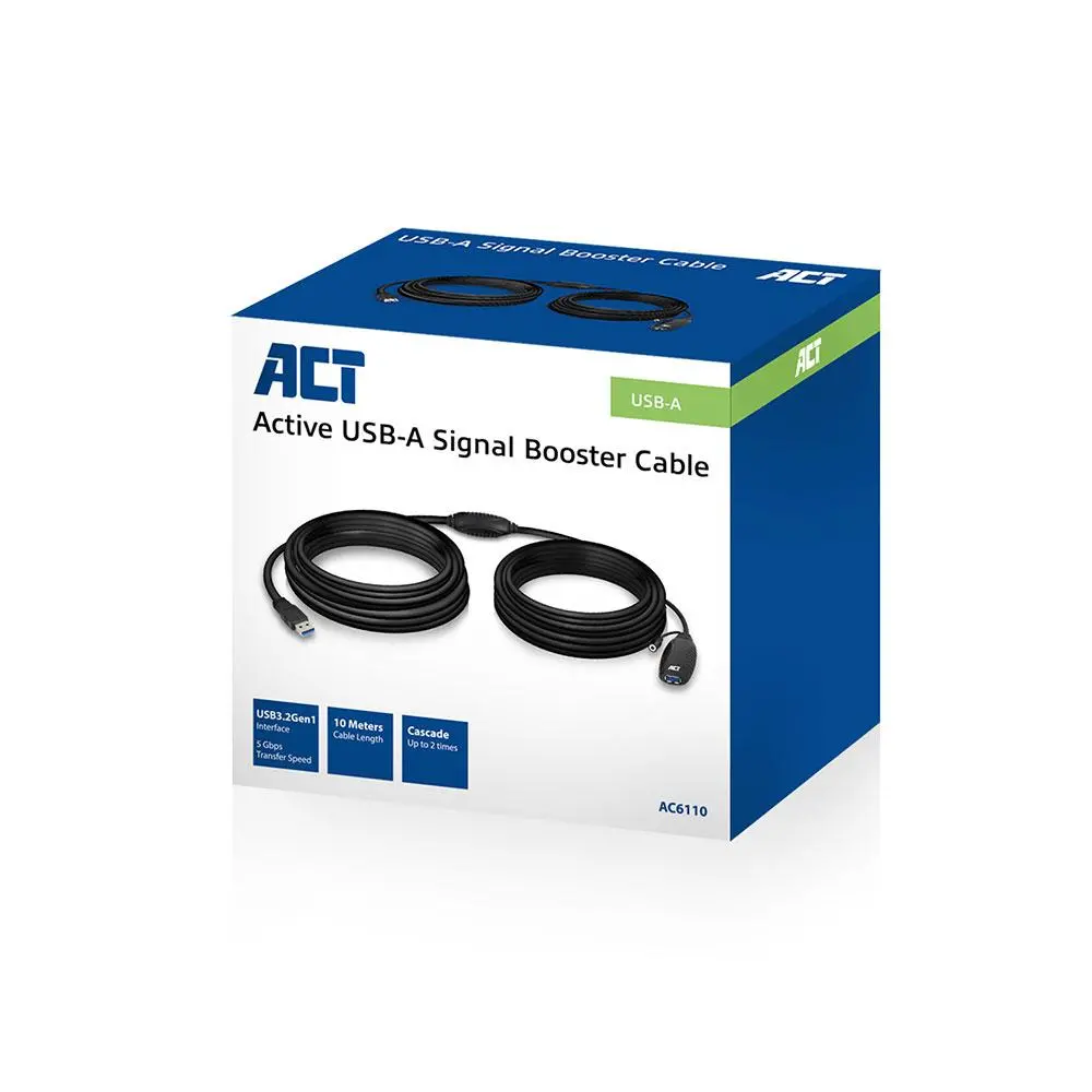 Кабел ACT AC6110, USB-A мъжко - женско, 10 м - image 3