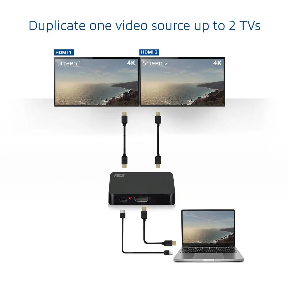 HDMI Сплитер ACT AC7835, 1/2, 4K@30Hz, USB, Черен - image 2