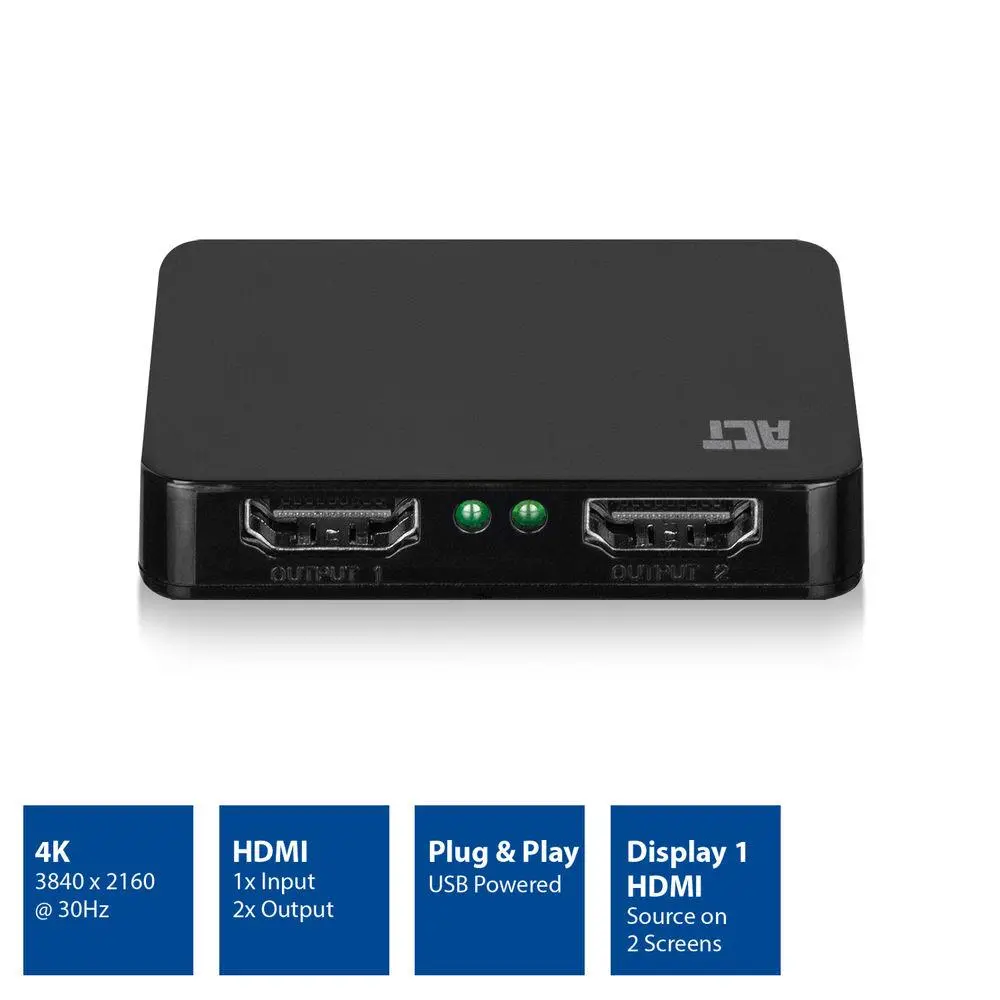 HDMI Сплитер ACT AC7835, 1/2, 4K@30Hz, USB, Черен - image 3