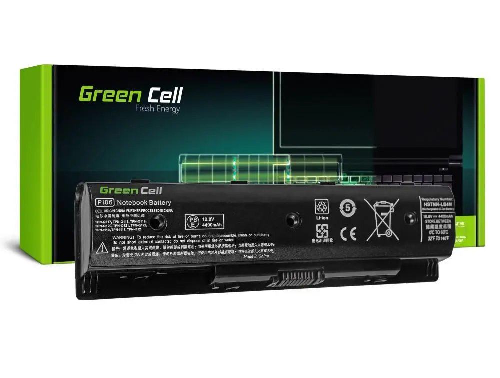 Baterie pentru laptop, GREEN CELL, 10.8V, 4400mAh – compatibilă cu HP PI06, LB4N, Pavilion 14 15 17, Envy 15 17