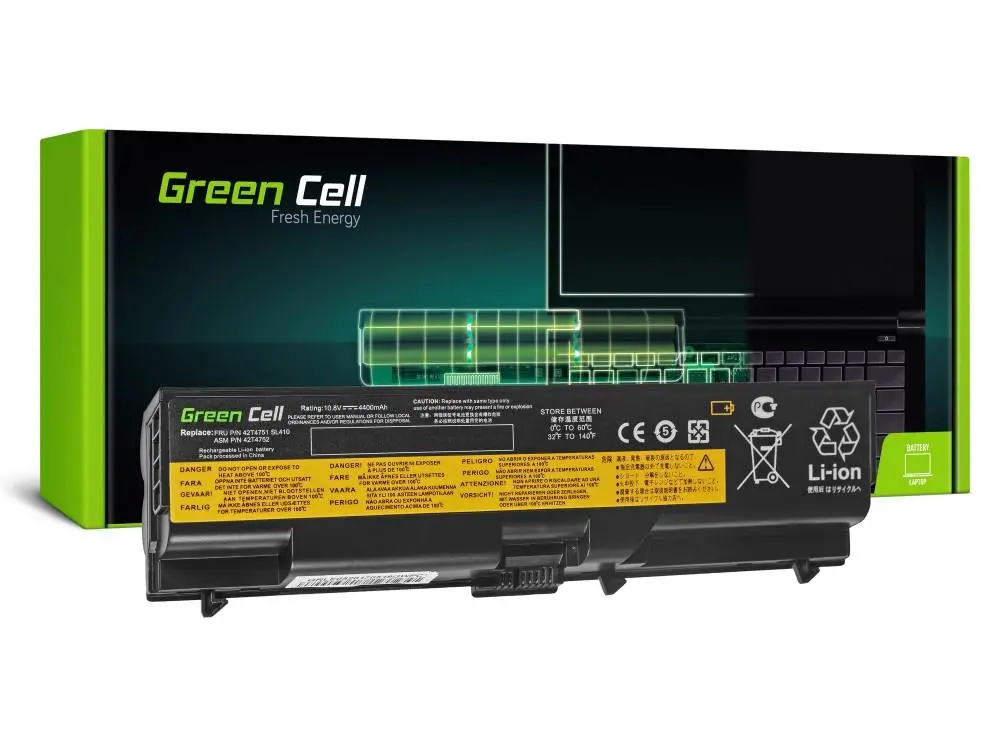 Μπαταρία laptop GREEN CELL, IBM Lenovo ThinkPad T410 T420 T510 T520 W510 Edge 14 15 E525, 10.8V, 4400mAh