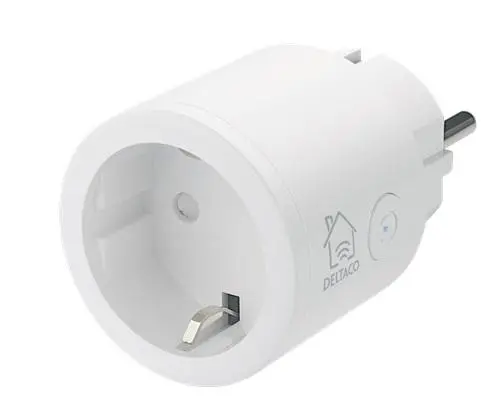 Смарт контакт DELTACO SH-P01, Google Assistant, Alexa, 10А, WiFi 2.4Ghz, 1xCEE 7/3, Бял