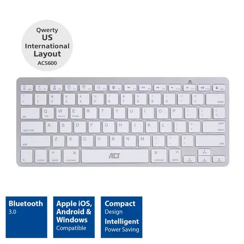 Клавиатура ACT AC5600, Bluetooth, За таблети компютри смартфони, US - image 2