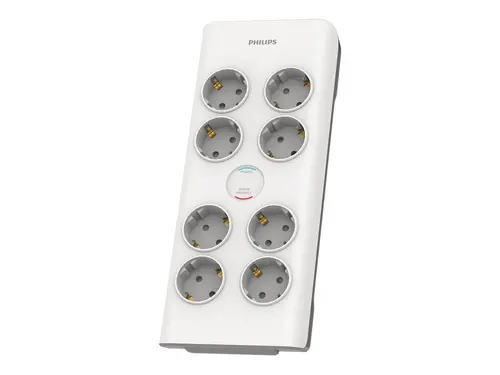 PHILIPS Surge protector 8 outlets 900J of surge protection 3680W 16A Automatic safety shutter