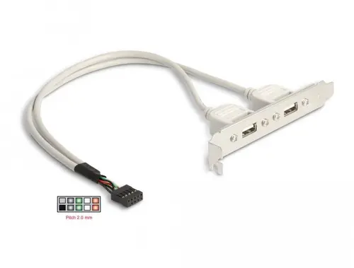 Βάση Delock, Για τοποθέτηση σε PC, USB 10 pin σε 2 x USB 2.0 type A - 2