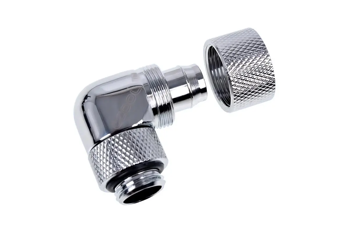 Фитинг Alphacool Eiszapfen, Удължител, 90°, 13/10mm, G1/4, Сребрист - image 1