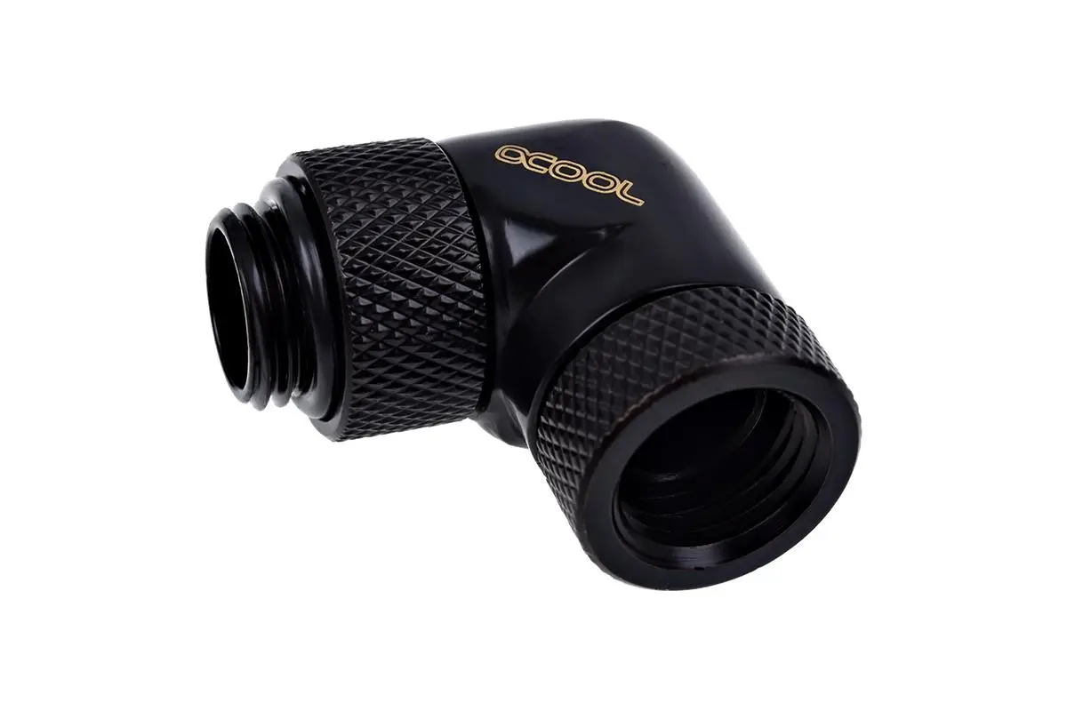 Adaptor unghiular Alphacool Eiszapfen, 90°, G1/4 filet exterior la G1/4 filet interior, Negru mat