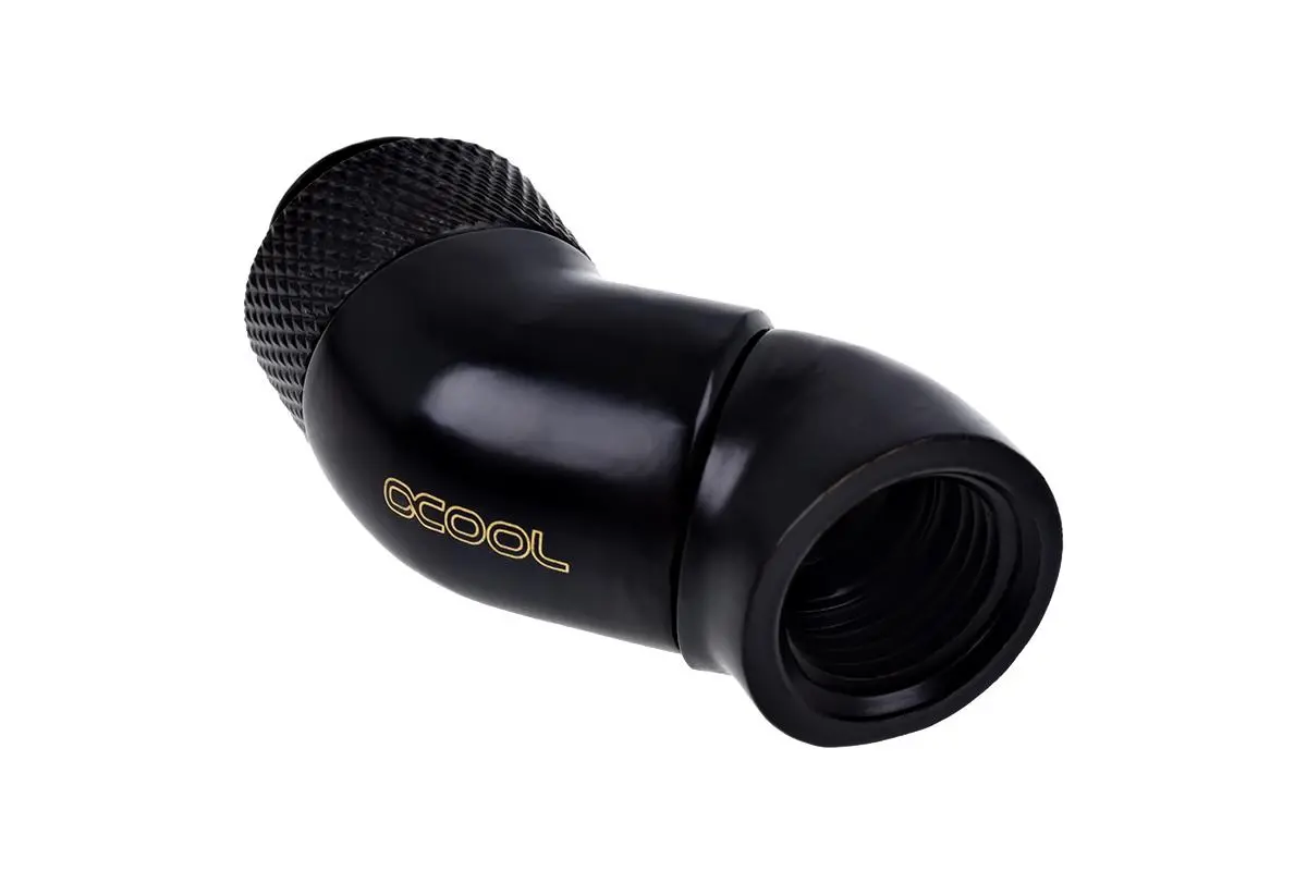 Adaptor unghiular Alphacool Eiszapfen, 2 x 45°, G1/4 filet exterior la G1/4 filet interior, Negru mat