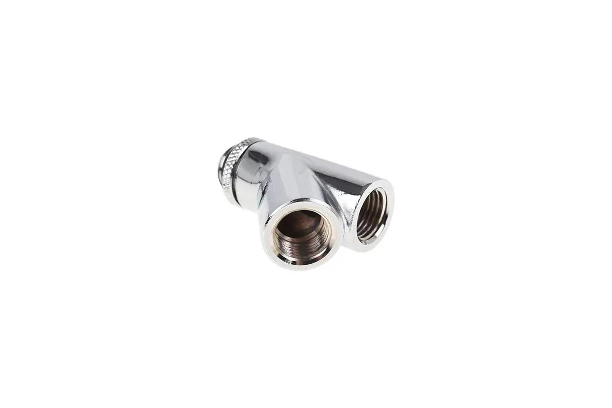 Conector Y Alphacool Eiszapfen, Rotativ, 45°, filet exterior G1/4 la 2 x filet interior G1/4, Argintiu