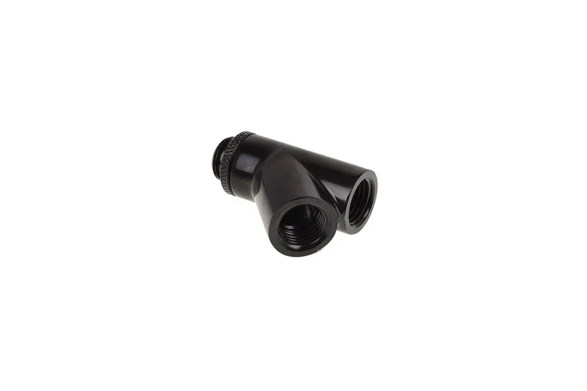 Conector Y Alphacool Eiszapfen, Rotativ, 45°, filet exterior G1/4 la 2 x filet interior G1/4, Negru mat