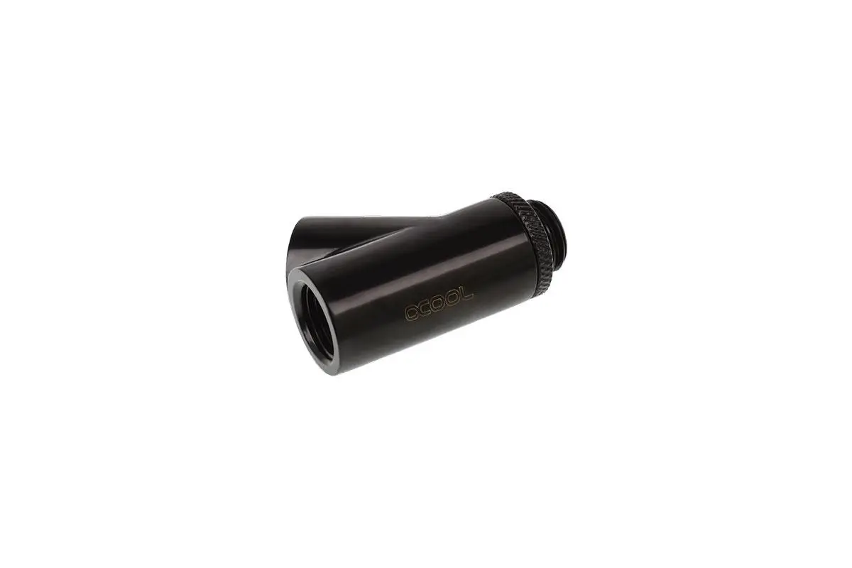 Y-конектор Alphacool Eiszapfen, Въртящ се, 45°, G1/4 външна към 2 x G1/4 вътрешна резба, Черен мат - image 1