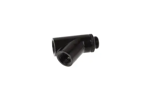 Y-конектор Alphacool Eiszapfen, Въртящ се, 45°, G1/4 външна към 2 x G1/4 вътрешна резба, Черен мат - image 2