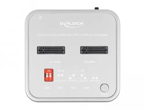 Докинг станция Delock 1 x M.2 NVMe SSD, 1 x M.2 SATA SSD, SD Express Card Reader, Клониране - image 2