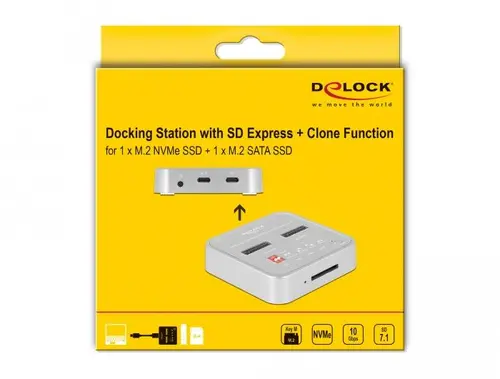 Докинг станция Delock 1 x M.2 NVMe SSD, 1 x M.2 SATA SSD, SD Express Card Reader, Клониране - image 5