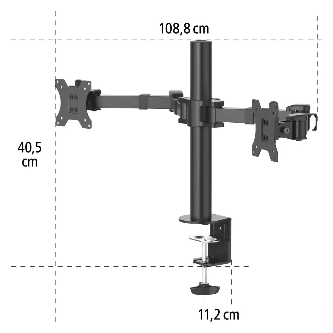 Стойка за 2 монитора за бюро HAMA Регулируема, 13" - 35", 15 кг, Swivel/Tilt, Черна - image 6