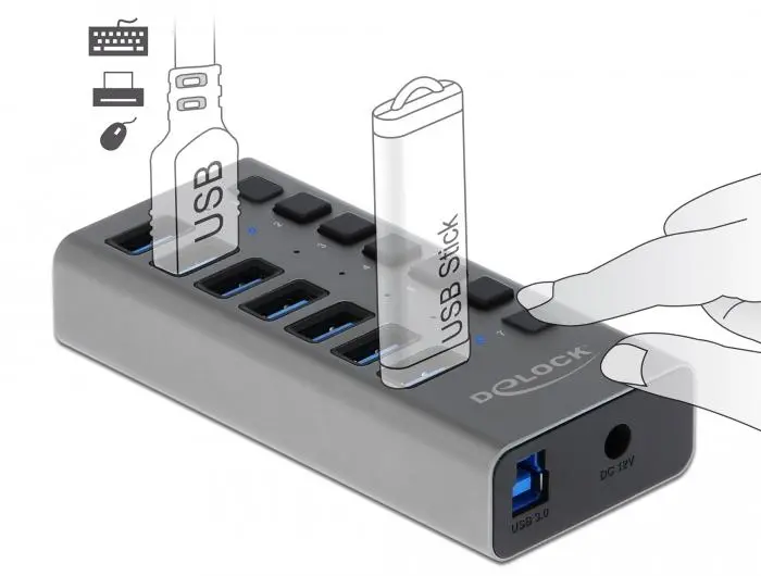 USB-А хъб, 7 порта, DELOCK-63669 - image 1