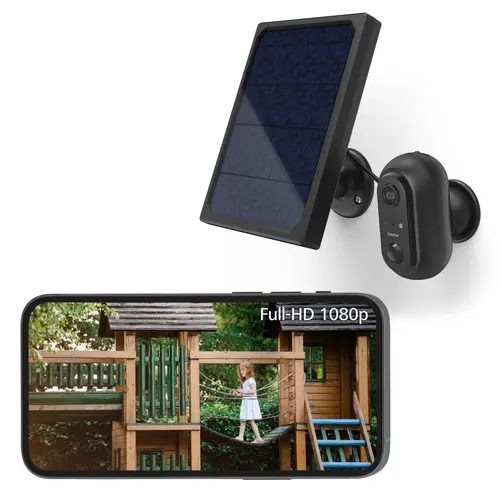 WiFi външна камера Hama, Със соларен панел, Батерии, Детектор за движение, 1080p - image 3