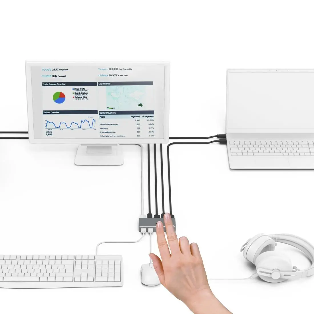 Διακόπτης KVM Hama Connect2Switch, 4 θυρών, USB, HDMI, Συμπεριλαμβάνονται καλώδια - image 5