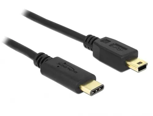 Cablu DeLock, USB-C tată - USB-B tată, USB 2.0, 0.5 m, Negru - 1