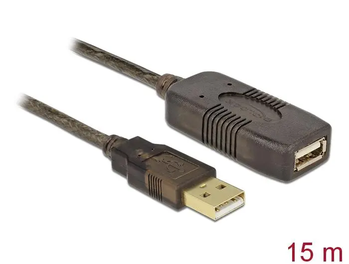 Cablu prelungitor DeLock, USB-A mamă - USB-A tată, USB 2.0, 15 m, Negru - image 1