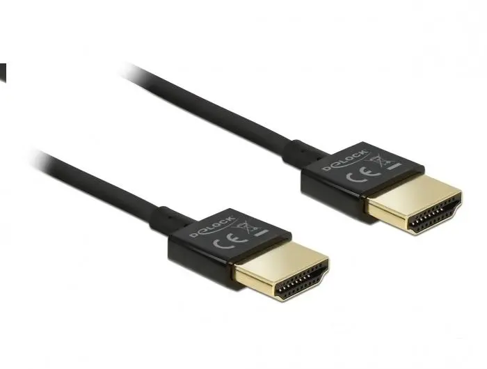 Кабел Delock HDMI-A мъжко - HDMI-A мъжко, Ethernet, 4K, 0.5 м, Черен