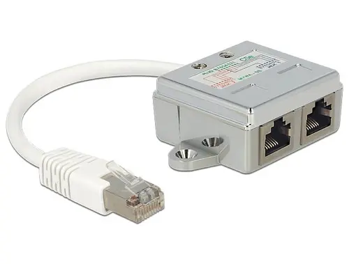 Αντάπτορας DeLock Port Doubler, 1 x RJ45 plug - 2 x RJ45 jack (2 x Ethernet) - 1