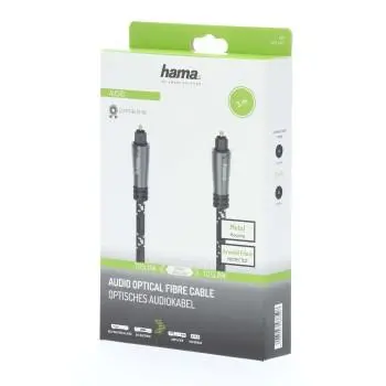 Оптичен аудио кабел HAMA 205140, ODT plug (Toslink), Метални накрайници, 3 м, Черен - image 1