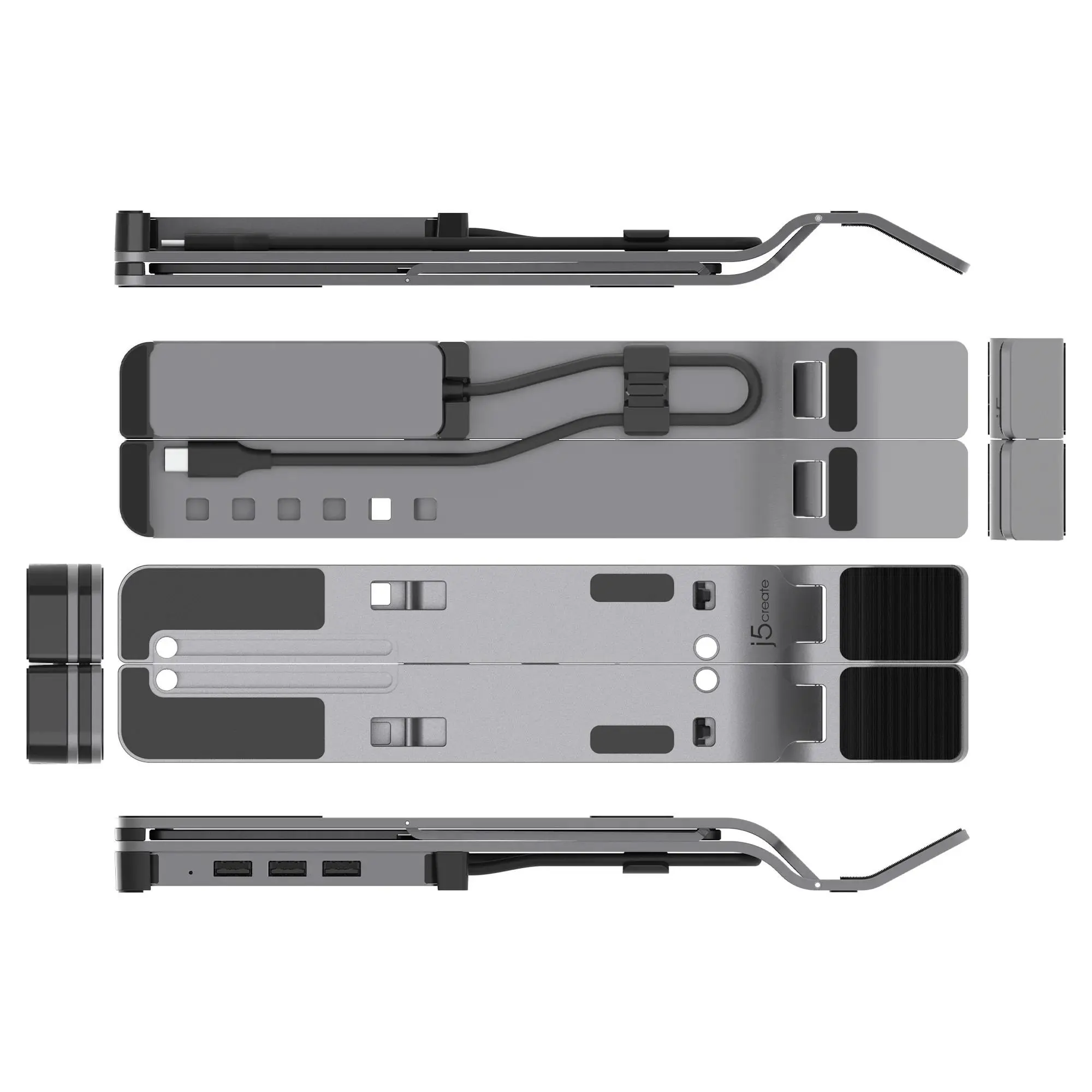 Поставка за лаптоп j5create JTS223, 4 портов USB-C хъб, Алуминиева - image 2