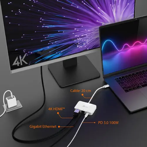 Мрежови адаптер/хъб/ j5create JCA351, Gigabit, 4K HDMI - image 3