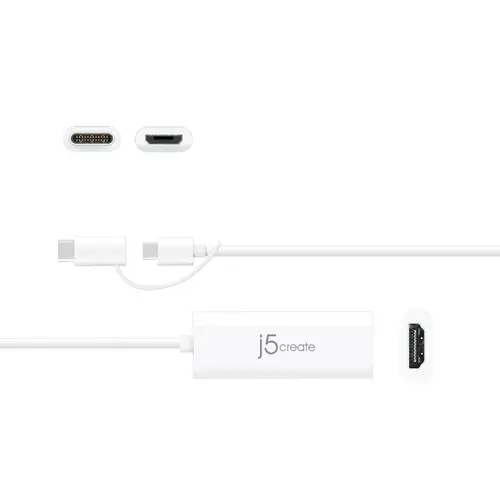 Adaptor video j5create JUA165C, Pentru Android, USB-C/USB-B tată - HDMI mamă, Alb - 2