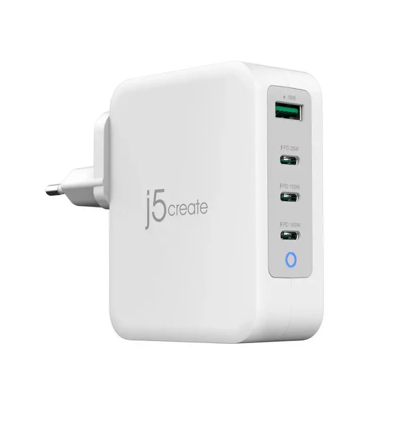 Φορτιστής πρίζας j5create JUP43130E 130W, 4 θύρες, USB-C, USB-A