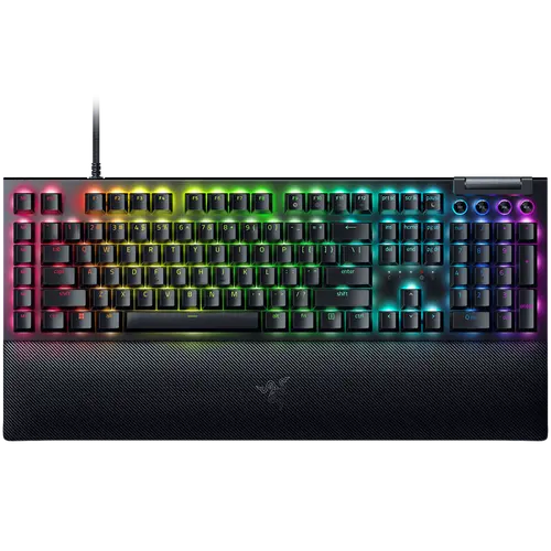 Razer BlackWidow V4 Pro Mechanical Gaming Keyboard, US Layout, Green Switch, Razer Chroma™ RGB, Command Dial, 8 Macro Keys, Lubricated Stabilizers, Media Keys, Magnetic Wrist Rest, USB Passthrough, Up to 8000 Hz Polling Rate, Detachable Type C Cable