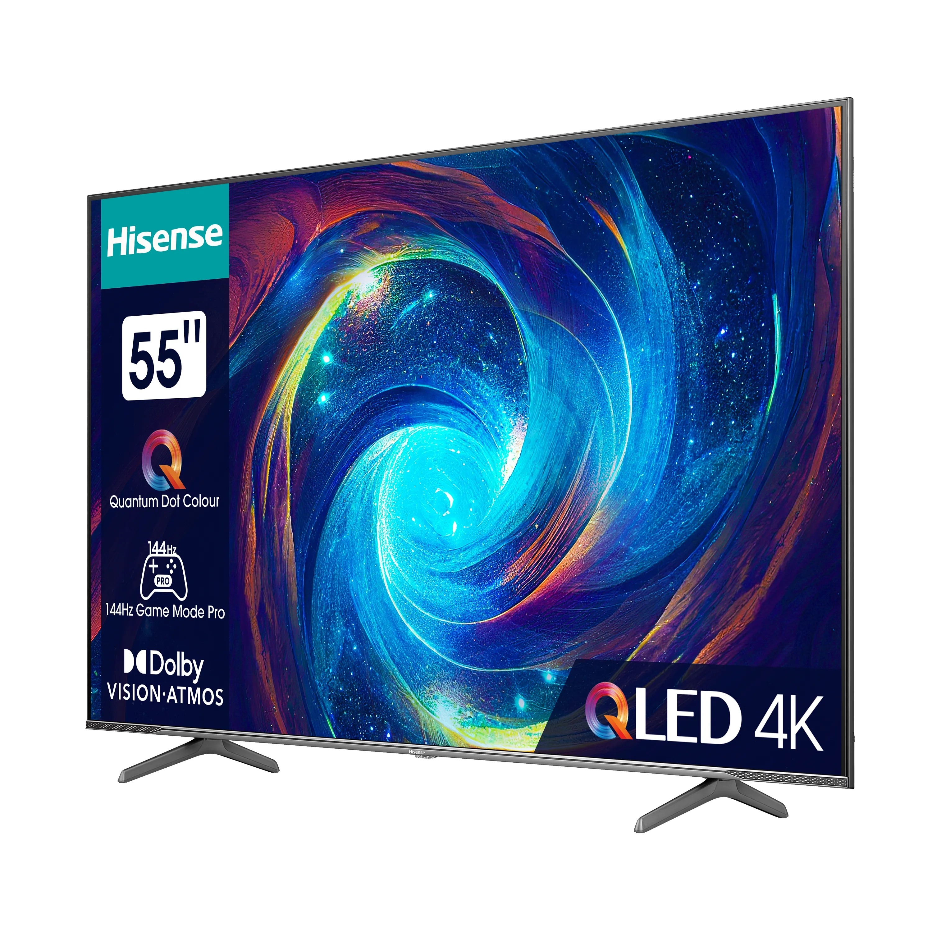 Телевизор, Hisense 55" E7KQ Pro, 4K Ultra HD 3840x2160, QLED, Quantum Dot, 120Hz, HDR 10+ adaptive, HLG, Dolby Vision, DTS Virtual X, Smart TV, WiFi 5GHz, WiFi Direct, BT, Anyview Cast, 3xHDMI, 2xUSB, LAN, CI+, DVB-T2/C/S2, Black - image 2