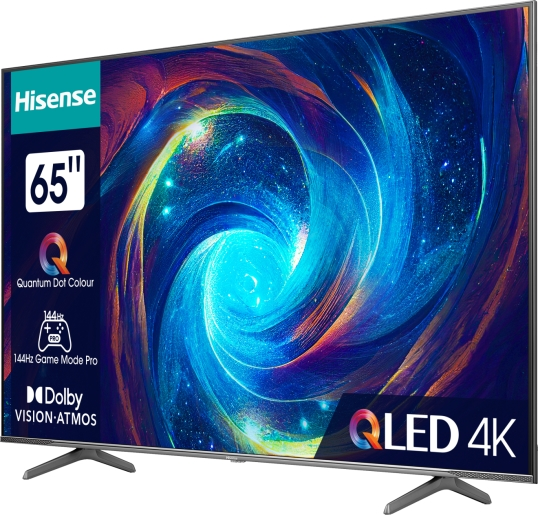 Телевизор, Hisense 65" E7KQ Pro, 4K Ultra HD 3840x2160, QLED, Quantum Dot, 120Hz, HDR 10+ adaptive, HLG, Dolby Vision, DTS Virtual X, Smart TV, WiFi 5GHz, WiFi Direct, BT, Anyview Cast, 3xHDMI, 2xUSB, LAN, CI+, DVB-T2/C/S2, Black - image 2