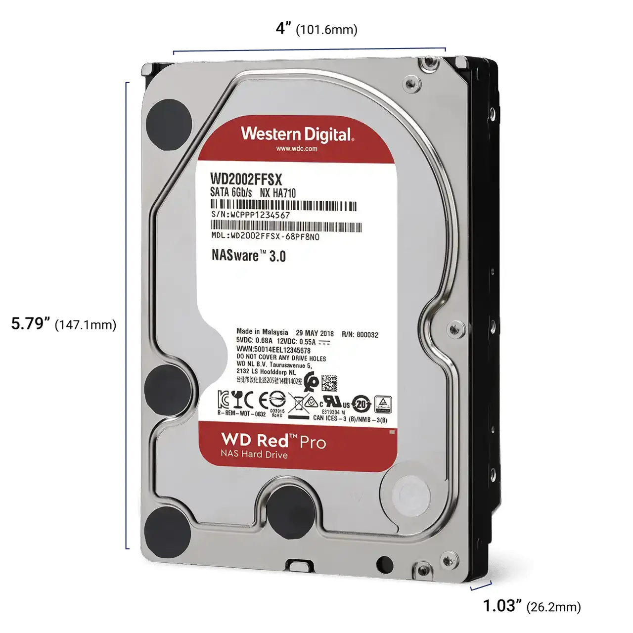 Хард диск WD Red Pro, 16TB NAS, 3.5", 512MB, 7200RPM, WD161KFGX - image 1