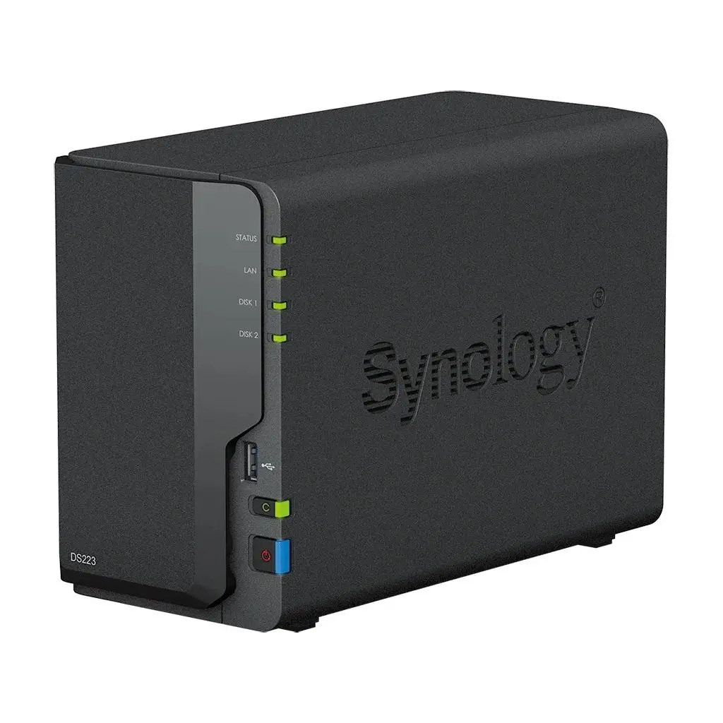 Storage de rețea Synology DS223, Pentru 2 discuri, 2GB, Gigabit, USB3.2