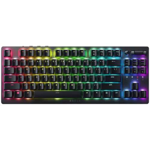 Razer DeathStalker V2 Gaming Keyboard, Red Switch, US Layout, Low-Profile Optical Switches (Linear), Ultra-Slim Casing with Durable Aluminum Top Plate, Laser-Etched Keycaps with Razer HyperGuard Coating, Wired - Detachable braided fiber Type-C cable
