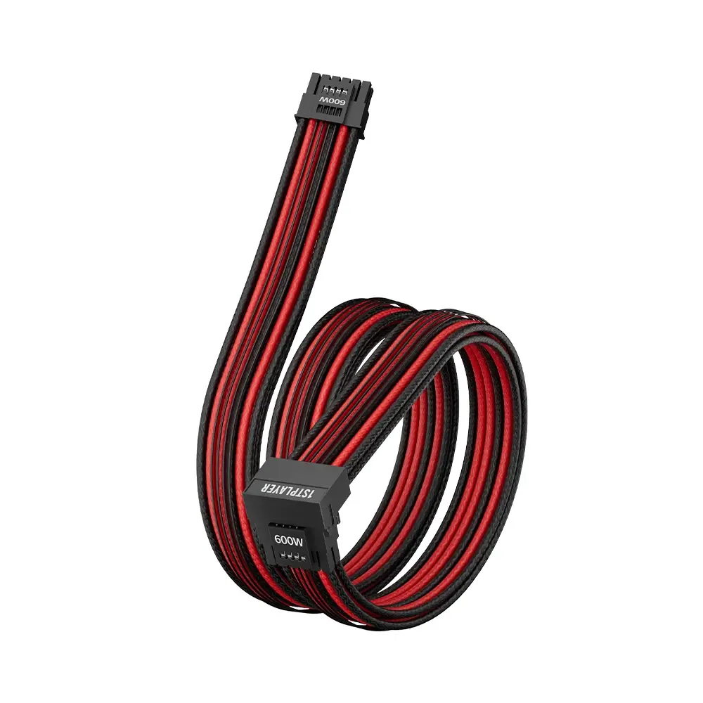 1stPlayer модулен кабел Custom Sleeved Modding Cable Black/Red - PCIe 5.0 12VHPWR M/M - FM2-B-BR - image 1