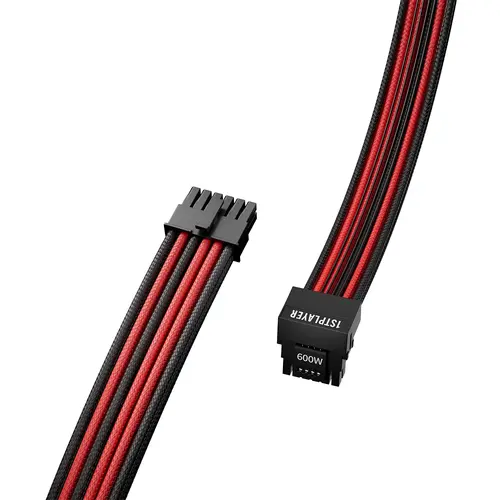 1stPlayer cablu modular Custom Sleeved Modding Cable Negru/Roșu - PCIe 5.0 12VHPWR M/M - FM2-B-BR - 5