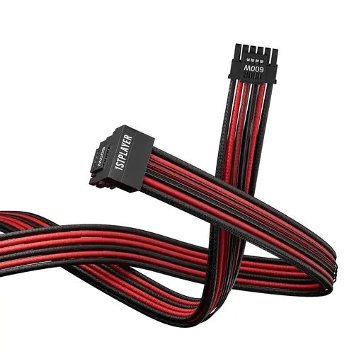 1stPlayer модулен кабел Custom Sleeved Modding Cable Black/Red - PCIe 5.0 12VHPWR M/M - FM2-B-BR - image 5