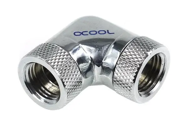 Adaptor Alphacool HF, Conector L 90°, G1/4 - G1/4, Filet interior, Argintiu