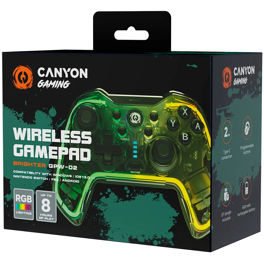 CANYON gamepad Brighter GPW-02 BT+Dongle fără fir Crystal - image 4