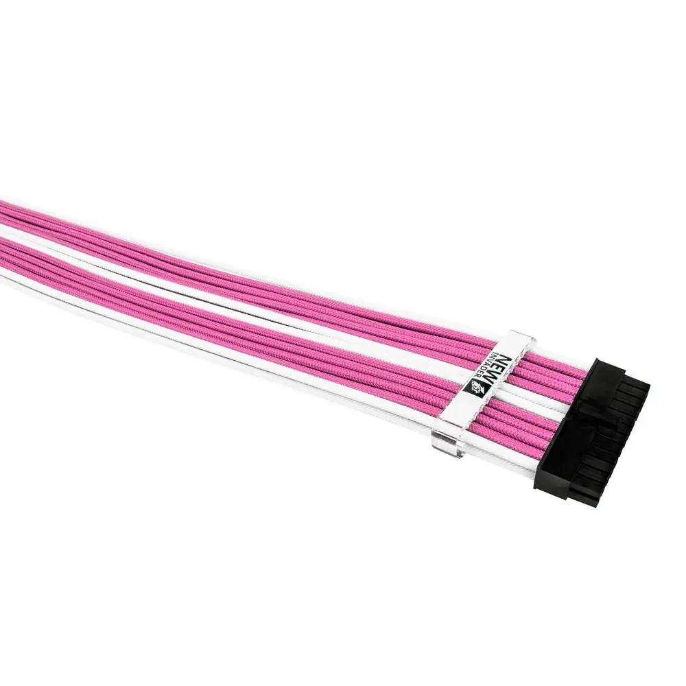 1stPlayer set de cabluri prelungitoare Custom Modding Cable Kit roz/alb - ATX24P, EPS, PCI-e - PKW-001