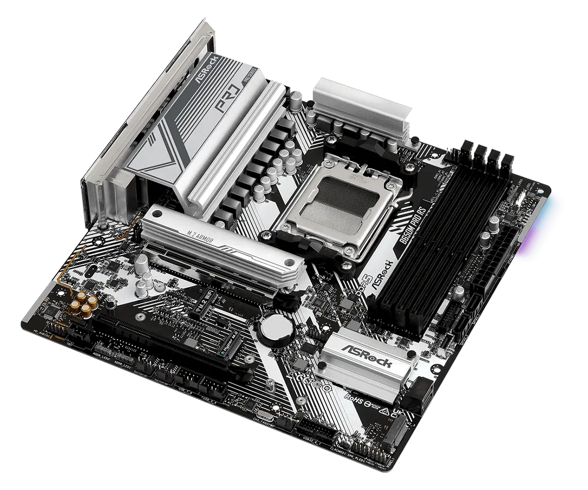 ASROCK MB Desktop B650M PRO RS, AM5, 4x DDR5, 1x PCIe 4.0 x16, 1x PCIe 3.0 x16, 1x Blazing M.2(PCIe Gen5x4), 1x Hyper M.2, 4x SATA3, RAID 0, 1, 10, 7.1 CH HD Audio, 1x HDMI, 1x DP, 2.5G LAN, 6x USB 3.2, 8x USB 2.0, 2x USB-C, mATX - image 2