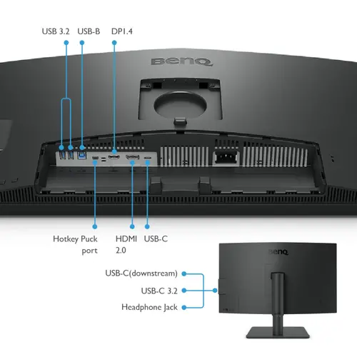 Monitor, BenQ PD2706U, 27" IPS LED, 5ms, 3840x2160 4K UHD, Designer, AQCOLOR, 95% P3, 99% Rec.709, 99% sRGB, HDR10, B.I., LBL, KVM Switch, ICCsync - 6