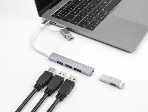 USB hub Delock, USB-C / USB-A - 3 x USB-A 2.0 + 1 x USB-A 5 Gbps - 3